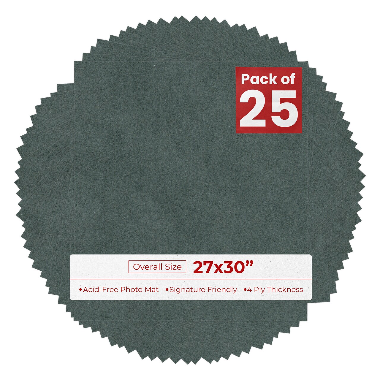 Dark Grey Suede 27x30 Uncut Mat Board - Blank Sheets, No Opening